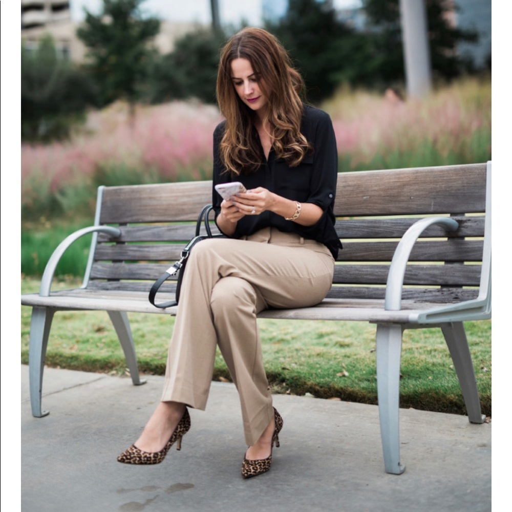 Light Beige Pinstriped Express Editor Trousers ♡